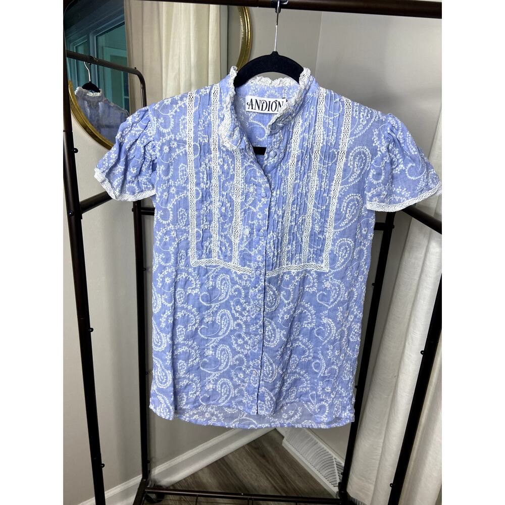 Andion Embroidered Cap Sleeve Top size XS